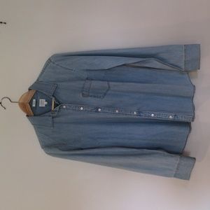 J. Crew Women's Perfect Fit Chambray Denim Button-Down Shirt Sz M